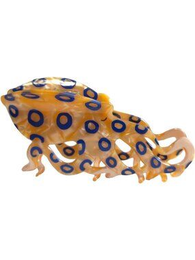 Blue-Ringed Octopus Big Claw Clips for Women - Smooth, Glossy, Non-Irritating